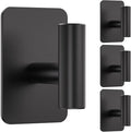 Heavy Duty Adhesive Hooks - 26lb Max, Sticky Wall Hooks Waterproof Stainless Steel for Hanging Towel, Coat, Robe, Towel Hooks Stick on Bathroom, Kitchen, Shower, Door (Black, 4 Pack)
