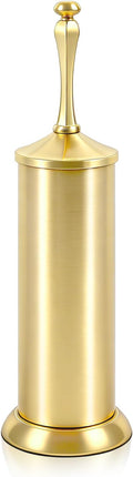 Brushed Gold Toilet Brush and Holder，Extra Long Handled Toilet Brush for Bathroom，Stainless Steel Heavy Duty Toilet Bowl Brush,Deep Cleaning Modern Toilet Cleaner Brush -Space Saving, Covered Brush