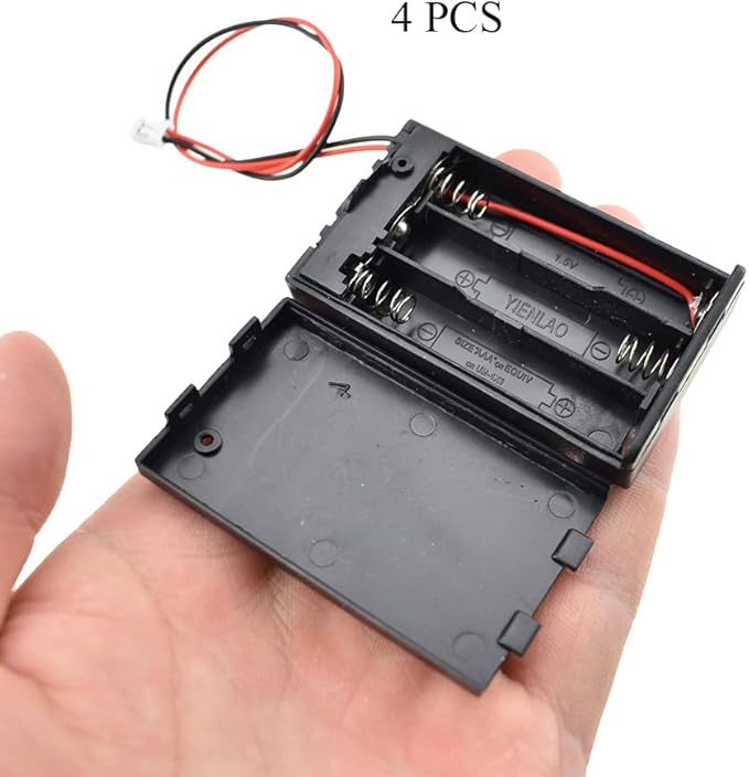 HAHIYO 3xAAA Battery Holder with JST Connector Portable Supply Quick Swap Securely Lids Convenient On/Off Switch Plastic Batteries Storage Box Case 4 Pieces for LED Christmas Light RC Plane Mordel