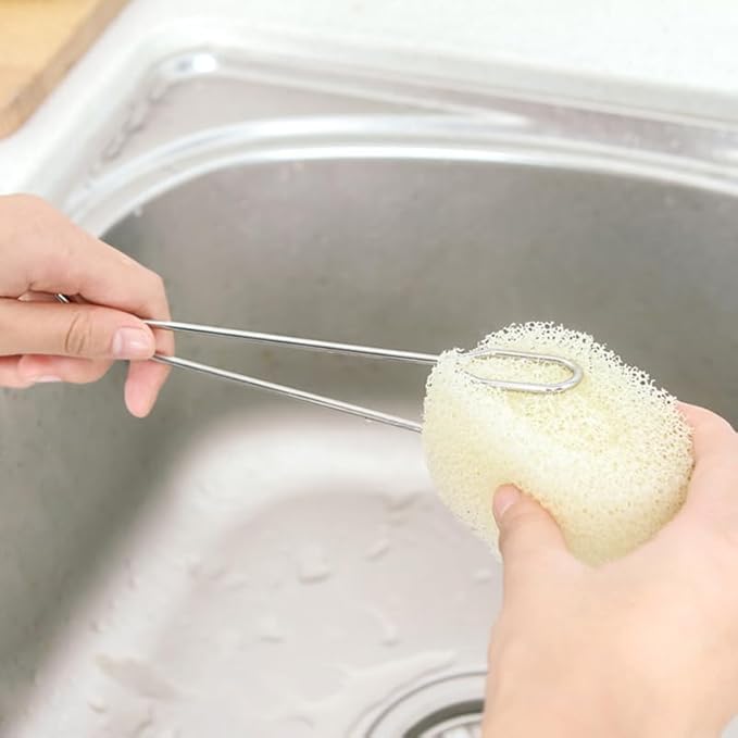 Hemoton Bottle Cleaning Brush with Replaceable Sponge Head and Long Stainless Steel Handle 9.44In for Baby Bottles Glass Bottles Water Cups