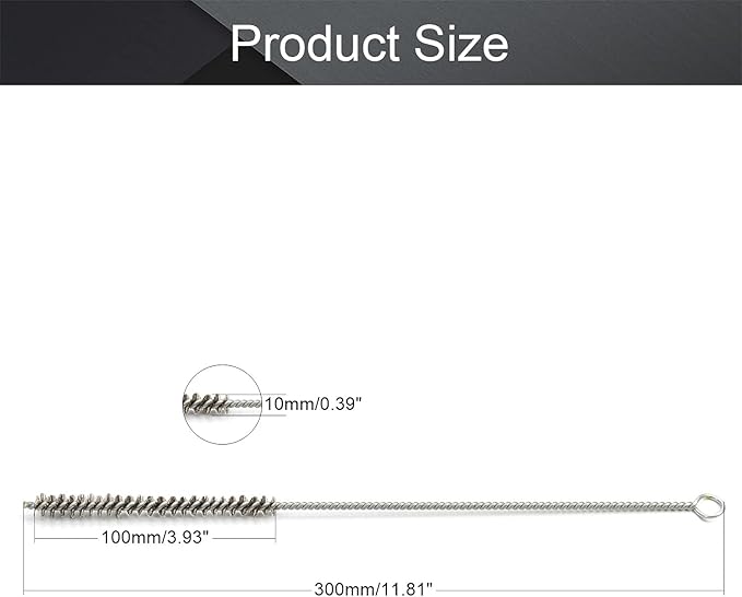 Utoolmart 0.4-inch Diameter 12-inch Length Stainless Steel Wire Spiral Power Brushes - 10pcs