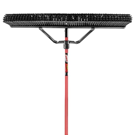Libman Commercial 850 Smooth Surface Heavy Duty Push Broom, 65" Length, 36" Width, Black/Red (Pack of 3)