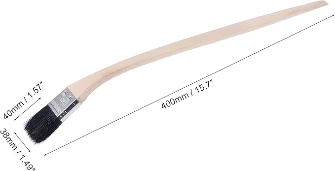 uxcell Bent Radiator Paint Brush 16" Length 1.5" Width Bristle with Long Wood Handle for Wall Treatment Black