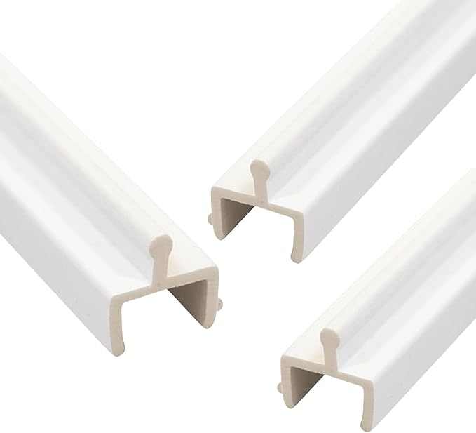 KC Hardware Vinyl Sliding Screen Door Track, Sliding Door Bottom Track Replacement, Patio Screen Door Repair Guide- White Vinyl (96 Inch, 3, Pack)