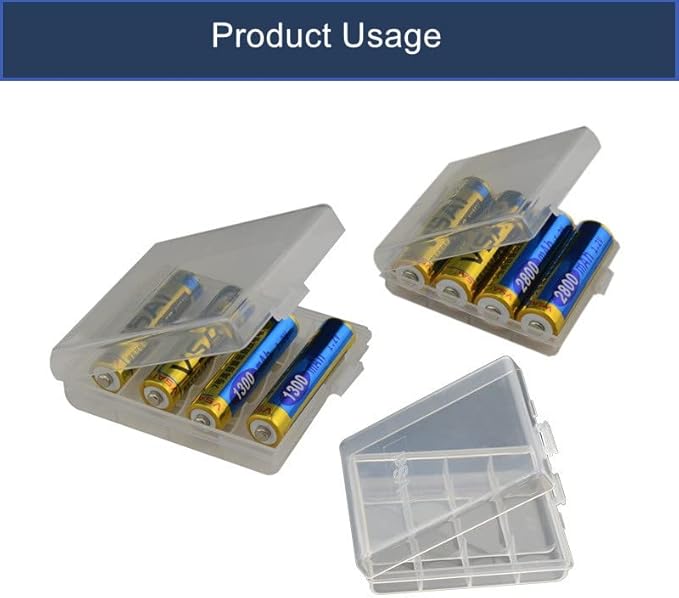 Fielect 3Pcs 18650 Battery Storage Case Holder Organizer 4 Capacity Battery Storage Box for 18650 Battery, Transparent