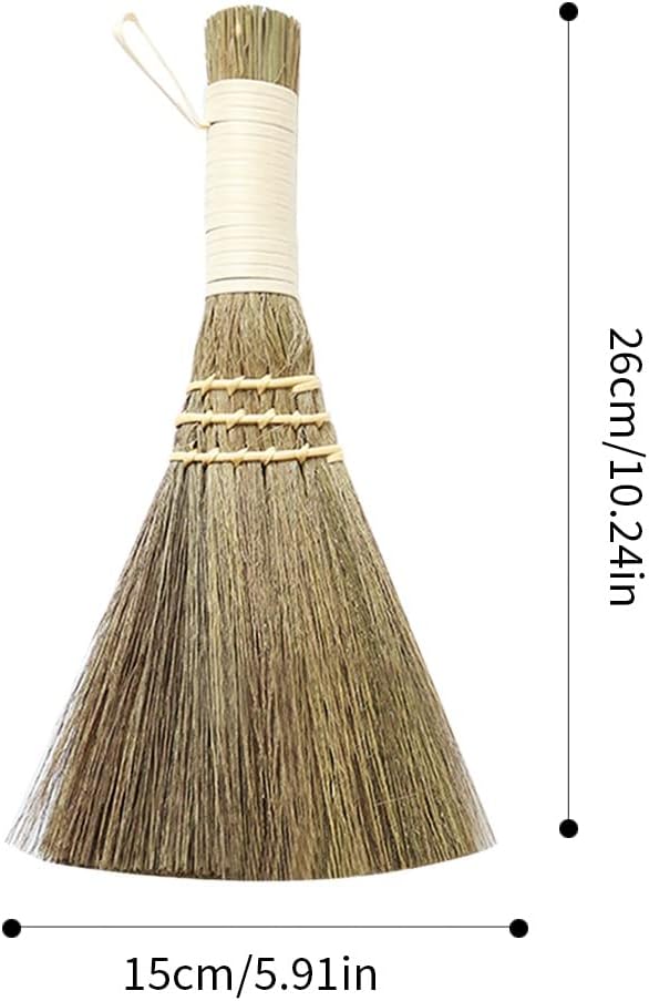 Forart Angle Brooms Hand Made Straw Soft Broom with Short Handle, Household Angle Brooms Sweeping Cleaning Tools Household Supplies