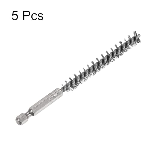 HARFINGTON 5Pcs Bore Brush Stainless Steel 9mm Dia Cleaning Twisted Wire Brush Tube Pipe Cleaner with Handle 1/4 Inch Hex Shank for Tubes, Ports, Bearings