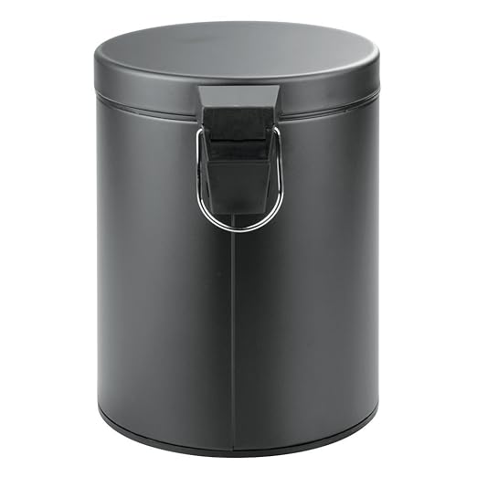InterDesign 5-Liter Steel Step Waste Can with Bucket Insert – Matte Gray 5L