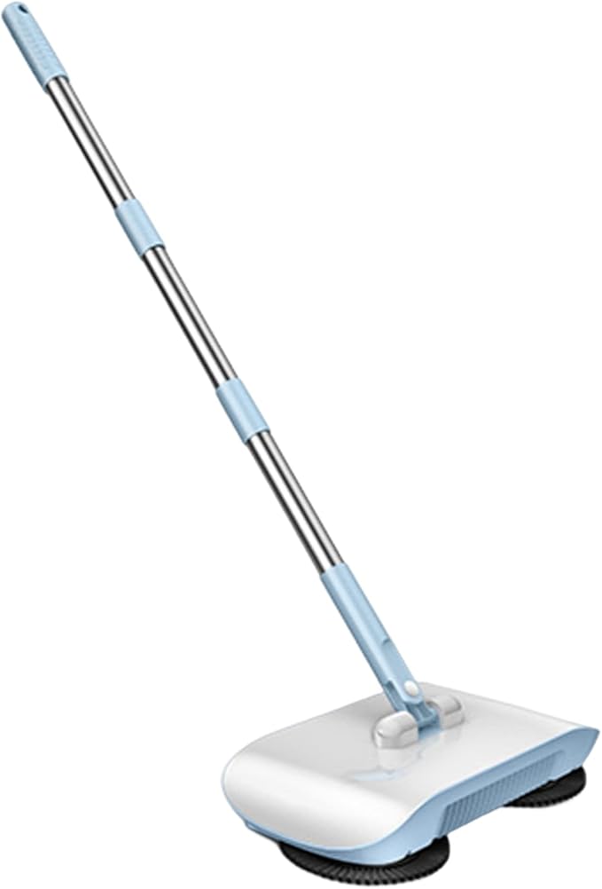 Carpet Sweeper Manual Manual Vacuum Sweeper 2 in 1 Hand Push 180 Degree Rotating Sweeping Mop Crumb Vacuum Cleaner Home Cleaning Tool for Sweeping Blue