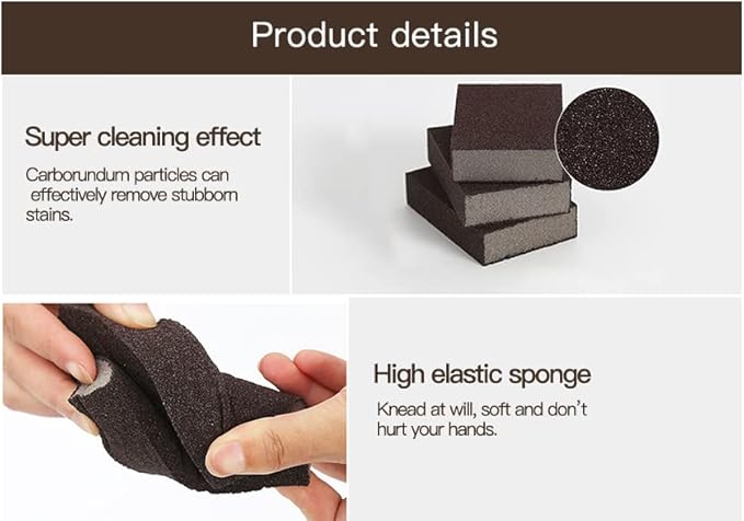 Carborundum Heavy Duty Scouring Sponges - Fiberglass-Free Nano Rust Eraser for Pots, Pans, Grill, Oven Racks & Sink Stains (1'' 6Ct (Pack of 1))