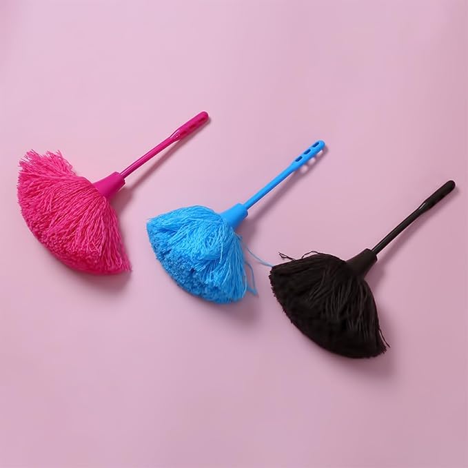 2pcs Pink Static Electricity Fiber Dusters with Handle, Non-extendable Handheld Dust Cleaner for Home and Car, Electrostatic Cleaning Tool for Furniture and Surfaces