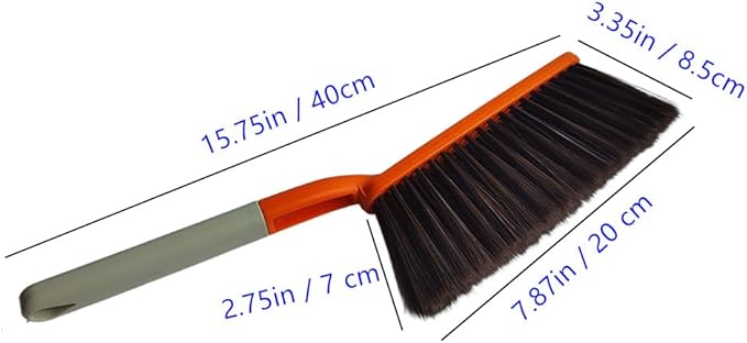 Soft Bristle Bed Sheets Sweeping Cleaning Brush with Long Hand, 15" Plastic Hand Broom Counter Duster for Crumb Debris Desk Quilt Sofa Furniture Car Clothes Hair Remover (3 Pack)
