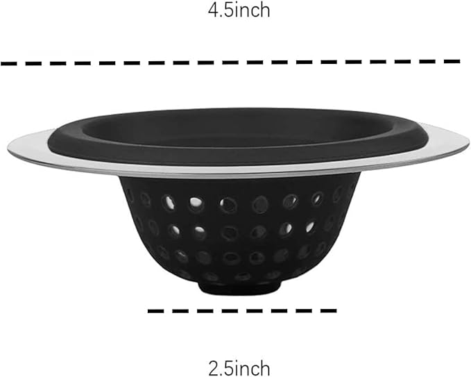 2 Pack Silicone Sink Drain Strainer | 4.5 Inch Wide Rim Filter Kitchen Strainer with Stainless Steel Core - Prevent Clogging & Protect Pipes, Large Drain Protector for Home Improvement