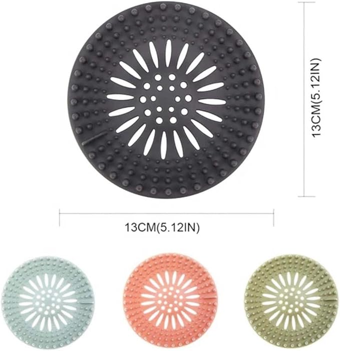 Hair Catcher and Drain Protector for Sink, Bath Tub, Shower, Laundry & Kitchen Thermo Plastic for Longer Life 5 Pack Easy to Use Great Colors