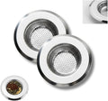 4.5 Inch Kitchen Sink Strainer Basket 2-Pack – Stainless Steel Anti-Clogging Drain Cover with Ultra Micro Mesh, Wide Rim, Rust-Proof Stopper – Fits Most Standard Sinks