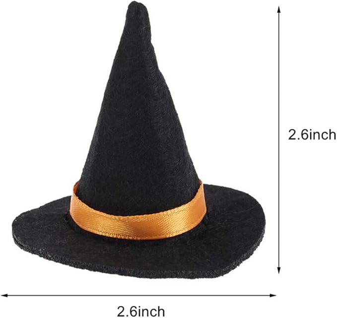 Mini Witch Hats and Brooms - Halloween Decorations for Party Favors, Birthday, Wedding, DIY Crafts Accessories - Set of 12 (6 Black Witch Hats + 6 Broom Sticks)