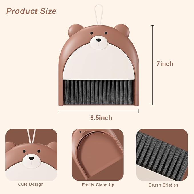 Mini Broom and Dustpan Set Cute Portable Hand Broom and Dustpan Small Dust Pan for Tabletop Debris Lightweight Dustpan for Small Space Cleaning