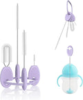Baby Straw Brush Set, 4 Piece Cleaner Kit with Standable Key Ring for Sippy Cups, Weighted Straw Cups & Baby Bottles – Designed for 0–24 Months, Purple