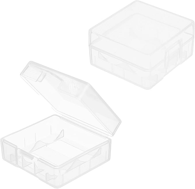 Fielect 2Pcs 18350 Battery Case Battery Storage Box Organizer Battery Storage Case Holder for 18350, Transparent