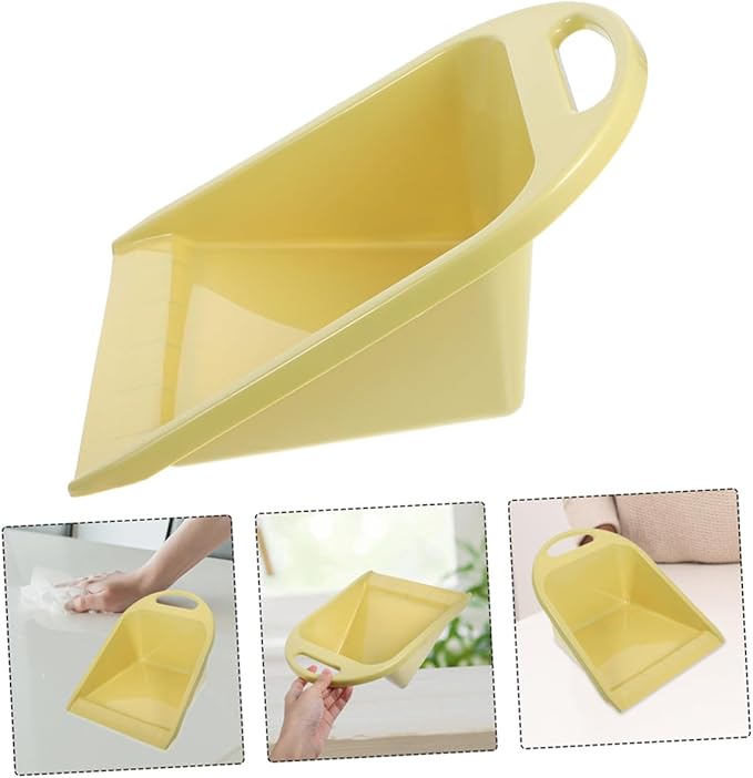 Handheld Dustpan for Home and Office, 2pcs Small Size with Handle, Ergonomic Lime Yellow Cleaning Dustpan for Desk and Daily Use