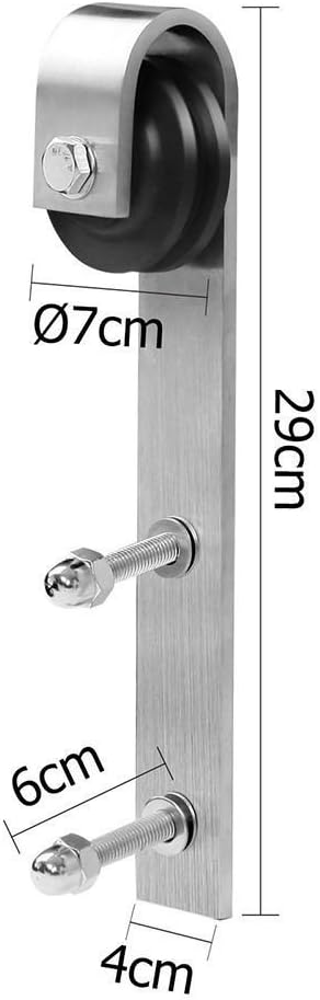 Stainless Steel J-Shape Basic Contemporary Sliding Barn Door Hardware Kit Single Door 6.6FT-Track (2000mm) One-Door Hardware Kit