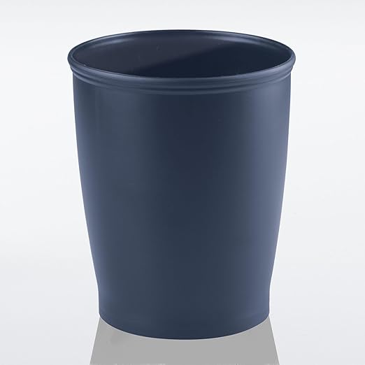 mDesign Small Plastic Bathroom Garbage Can - 1.6 Gallon/6 Liter Trash Can Wastebasket for Bathroom - Garbage Basket/Waste Bin for Bathroom, Rest Room - Hyde Collection - Navy Blue