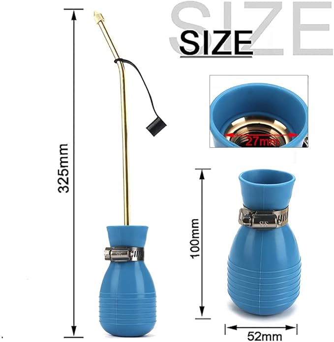 Powder Duster, Large Diatomaceous Earth Bulb Duster Applicator with Long Copper Tube Garden Puffer Duster for Multi Purpose Indoor and Outdoor Use (Blue)
