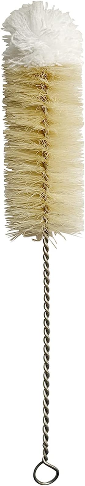 NewFerU Stainless Steel Soda Bottle Cleaning Brush in Natural Boar Bristle Wool Tip Long Handle, Flexible Bendable Thick Wire Cleaner for Narrow Neck Water Baby Bottles Straw Pipe Tube Flask (Big)