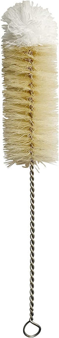 NewFerU Stainless Steel Soda Bottle Cleaning Brush in Natural Boar Bristle Wool Tip Long Handle, Flexible Bendable Thick Wire Cleaner for Narrow Neck Water Baby Bottles Straw Pipe Tube Flask (Big)