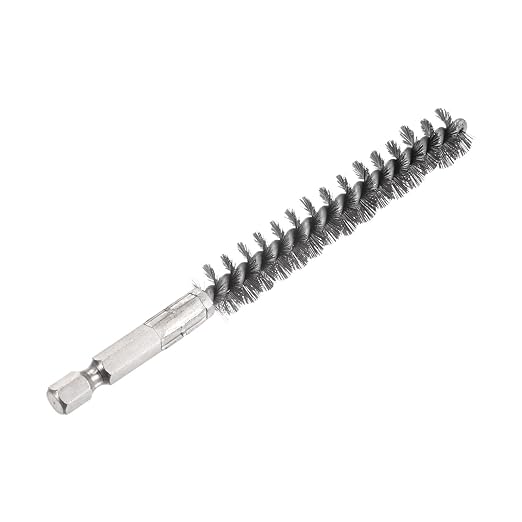 HARFINGTON Stainless Steel Bore Brush 12mm Dia Cleaning Wire Brush with Handle 1/4 Inch Hex Shank for Tubes, Ports, Bearings