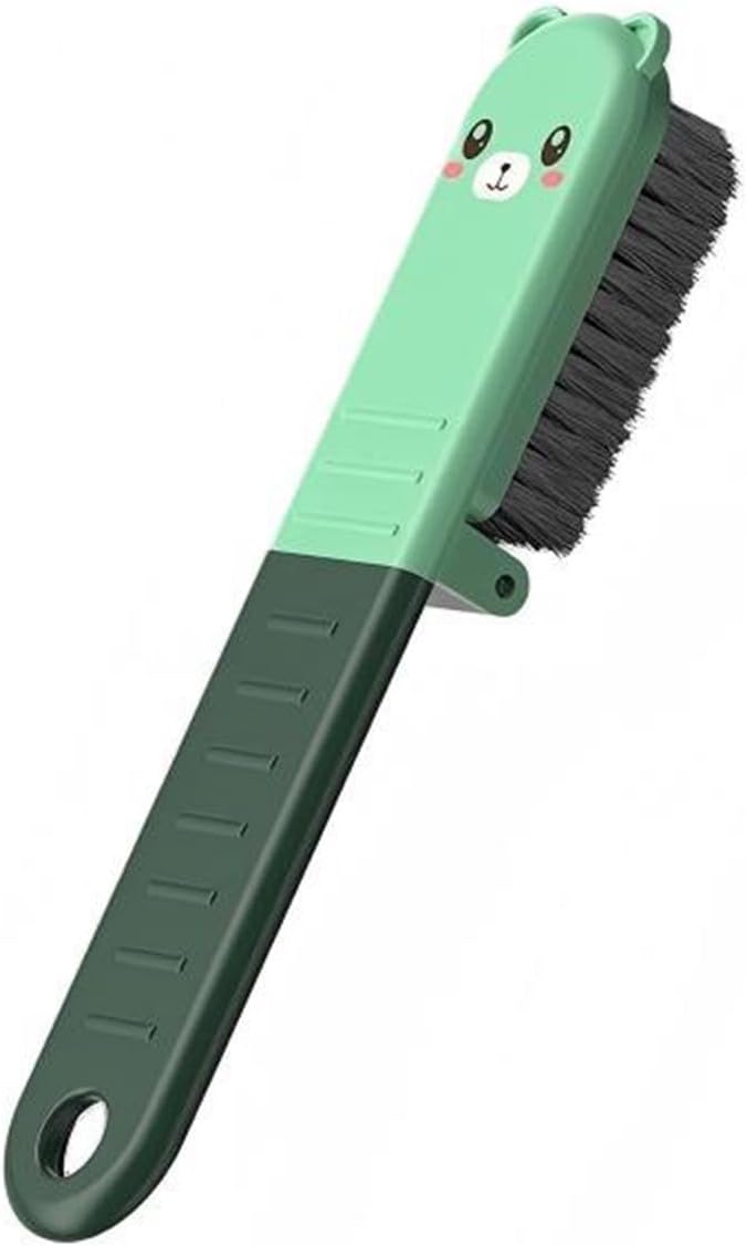 Little Bear Folding Portable Shoe Brush,Multi Functional Bristle Cleaning Brush for Clothes, Carpet,Bathtub,Toilet, Etc(Green)