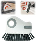 Window Groove Cleaning Brush,2026 Upgrade 2 in 1 Multifunction Hard Bristle Cleaning Brush with Hidden Scraper for Sliding Door Track, Window Sill, Window Seal (Grey)