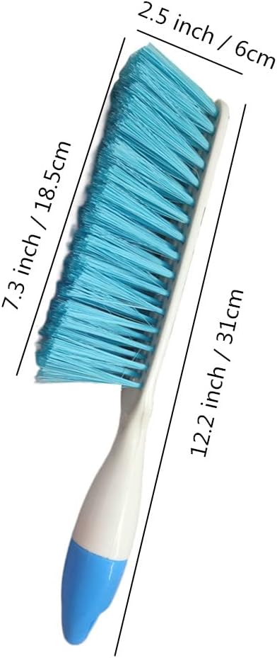 Jilukibo 2 Pack Soft Bristle Bed Sheets Sweeping Cleaning Brush with Plastic Handle, Blue, Rose Red