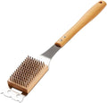 Pizza Oven Brush, 16.9 Inch Grill Cleaning Brush with Scraper, Stainless Steel Bristles with Beech Wood Handle, 2 in 1 Pizza Stones Brush, Ourdoor Pizza Oven Accessories, Heat Resistant