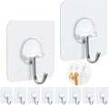 FOTYRIG Adhesive Hooks Heavy Duty Wall Sticky Hooks for Hanging Wall Hangers Without Nails 15lb(Max) 180 Degree Rotating Seamless Stick on Bathroom Kitchen Office Outdoors-10 Packs