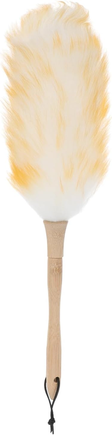 Lambswool Duster Handheld Dust Sweeper 22cm Soft Wool Head Static-Free Cleaning Brush for Home Furniture Car Interior and Sofa Dust Removal
