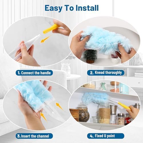 Duster Refill for Swiffer Duster Refill，360 Dusters Heavy Duty Refills, Multi Surface Disposable Duster Kit Unscented for Home, Office, Furniture (30 Count + 1 Handle)