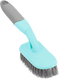Scrub Brush, Cleaning Shower Scrubber with 9 Inch Ergonomic Handle, Sturdy Stiff Bristles Heavy Duty Brush for Bathroom, Shower, Sink, Carpet, Floor (Blue)