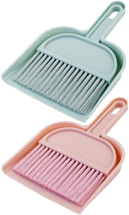 Cabilock Mini Desktop Broom and Dustpan Set for Kids Small Handheld Sweeper with Ergonomic Handle Portable Cleaning Tool for Desks Tables Pet Areas 7.87X5.70X1.18In