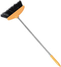 Unomor Stainless Steel Handle Soft Bristle Broom for Home Wide Angle Floor Cleaning Broom Dustpan Pet Hair Long Handle for Household and Commercial Cleaning