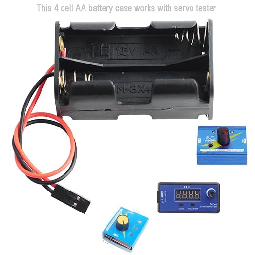 4 Cell 6V AA Battery Holder Case Cover Storage Box w/ 2P FUT J Plug Connector for Flysky Receiver RC 9g Micro Servo Tester(Pack of 4)