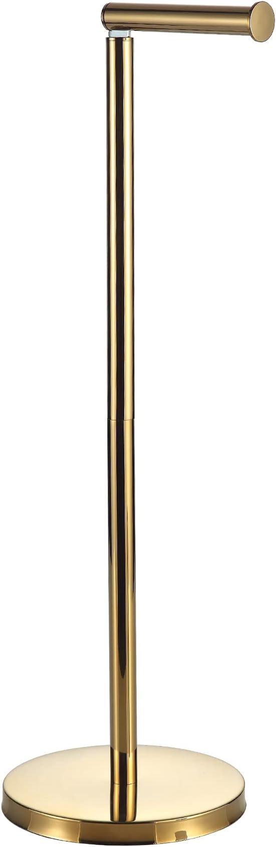 BGL Toilet Paper Holder Standing On Floor Polished Gold, Tissue Holder On Floor with Reserve Storage Paper Rolls, Free-Standing Roll Paper Holder