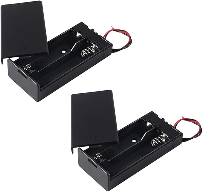2Pcs18650 Battery Storage Case 2 Slots x 3.7V for 2x18650 Batteries Holder Box Container with ON/Off Leads and Switch