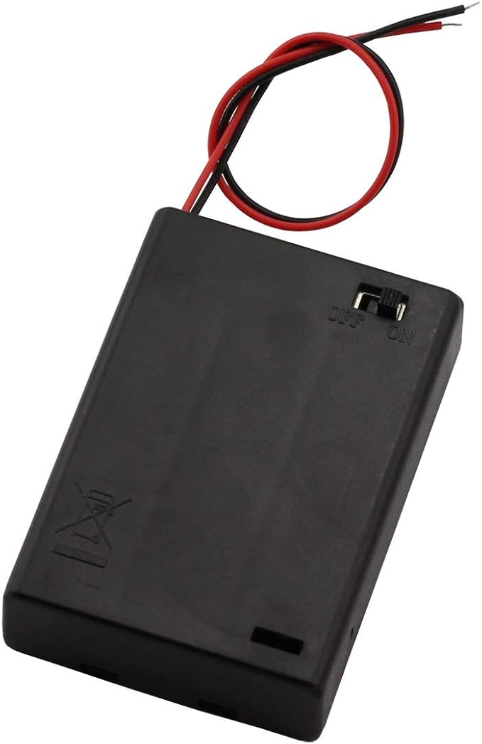 6 Pieces 3 Slots x 1.5V AA Battery Case Holder Battery Spring Clip Storage Box Wire Leads with On/Off Switch