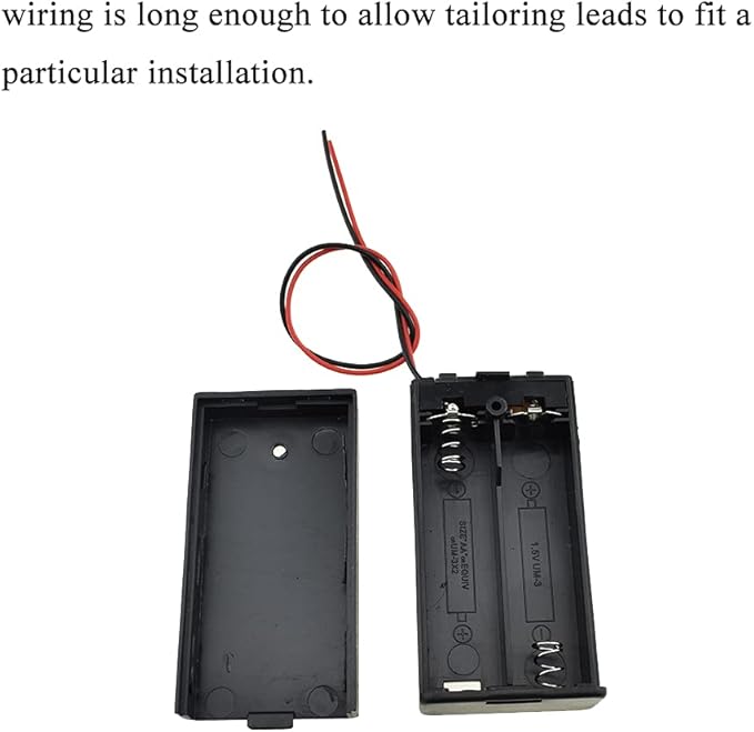 HAHIYO 3V AA Battery Holder Bundle with Wire Sturdy Cover Flexible Springs Contact Build-in Switch Batteries Black Case Easy Install 8 Pieces for Wall Clocks Ham Radio Kids Toys