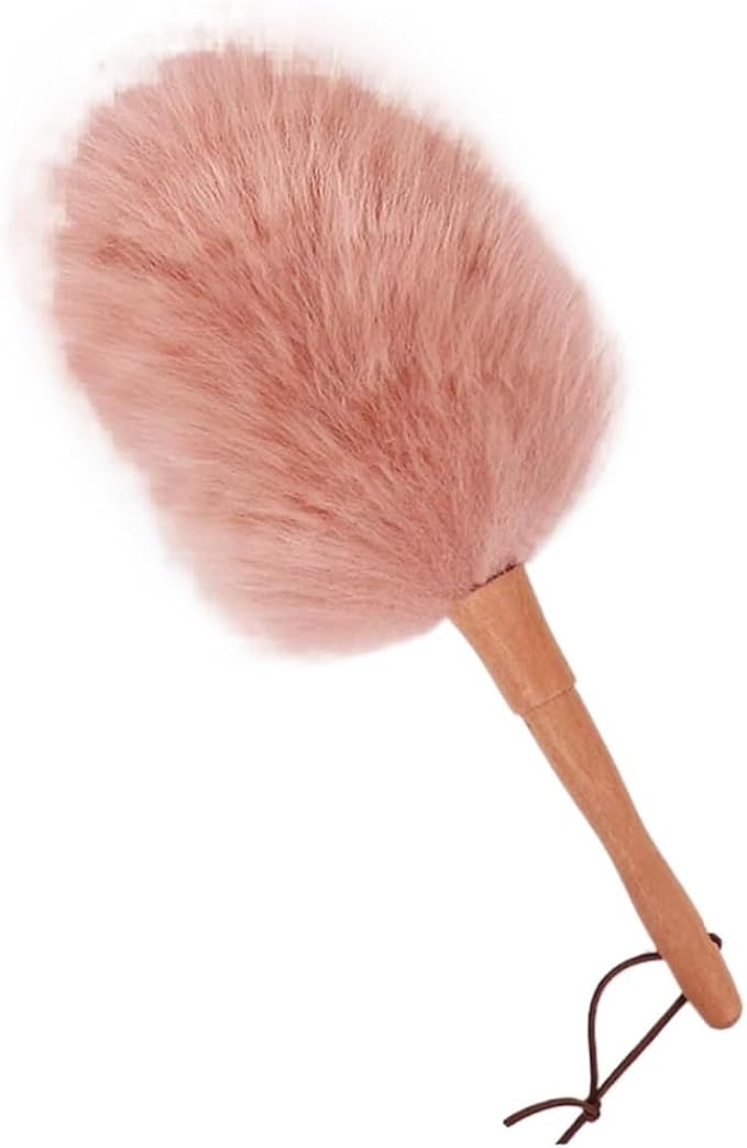 Brush for Cleaning, Precipitator Pure Lambs Wool Duster with Wood Handle, Fluffy Lambswool Duster, Flexible, Good Grips, Anti-Static, Duster for Home, Office and Car, 6 Colors dust Catcher(C)