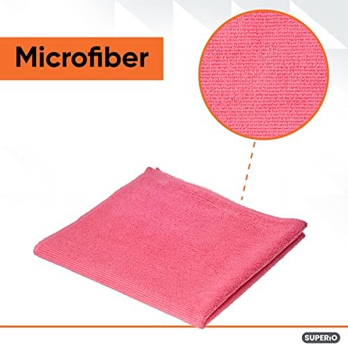 Superio Microfiber Cleaning Cloth for Cars, Kitchen Cleaning Rags for Housekeeping, 16" Micro Fiber Towels for House, Bathroom Absorbent All-Purpose Streak-Free lint-Free Wash Cloths (3 Pink)