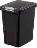 Sterilite 7.5 Gallon TouchTop Wastebasket with Lid That Opens with Touch, Conceals Trash in the Kitchen, Bathroom, Mudroom or Office, Black, 1-Pack