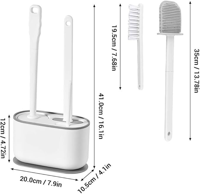 Toilet Brush Set, Bathroom Accessories, Toilet Bowl Cleaners, Deep Cleansing Multifunctional Hanging Toilet Brush Set for Bathroom(Pearl White)