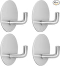 Adhesive Hooks for Bathrooms, 4 Piece Towel Hooks for Hanging Hat Robe Coat, Stick on Hooks for Kitchens, Strong Self-Adhesive No Damage Waterproof Stainless Steel Sticky Hook (Silvery)